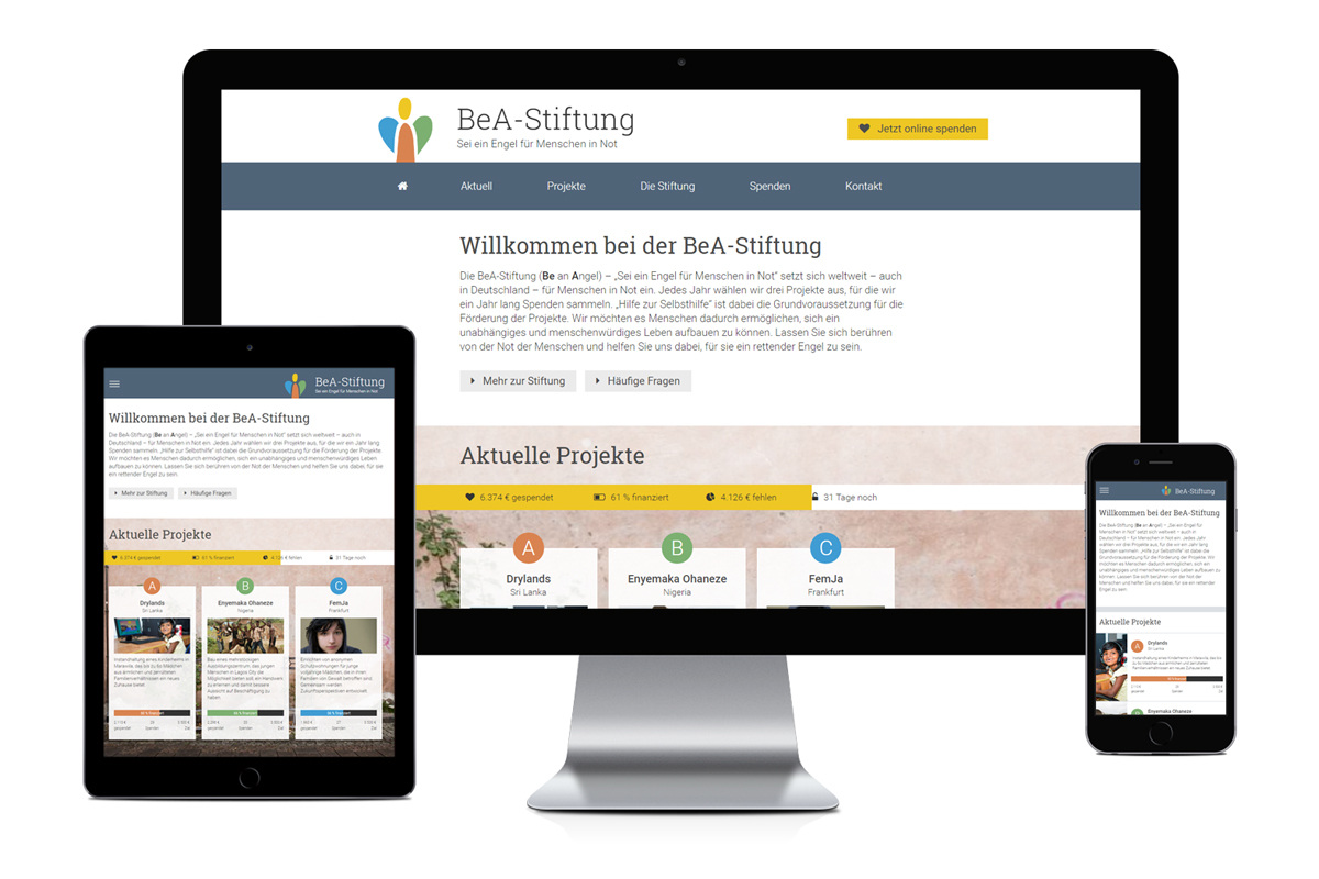 Responsive Webseite Bea-Stiftung