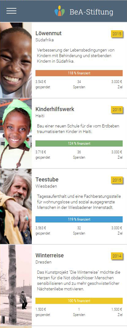 Screenshot Webseite Bea-Stiftung