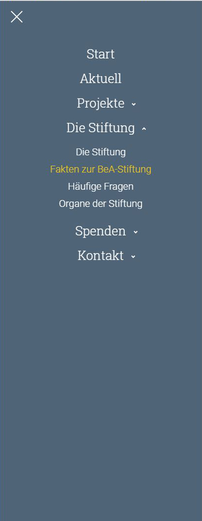 Screenshot Webseite Bea-Stiftung