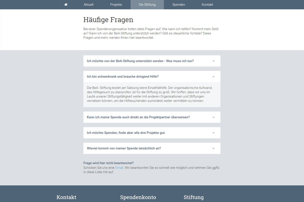 Screenshot Webseite Bea-Stiftung